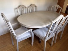 Dining Table And Six Chairs In Annie Sloan Painted Wood