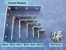 ANGLE Brackets 90 Degree Corner Braces L Shape Zinc & Screws - Large / Small