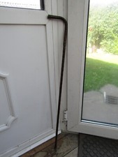 Antique Dark Bamboo Crook Handle Walking Stick Cane. Good Condition Steampunk 34