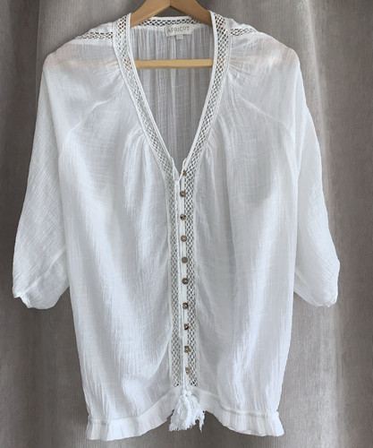 Ladies apricot white gypsy top - ladies,