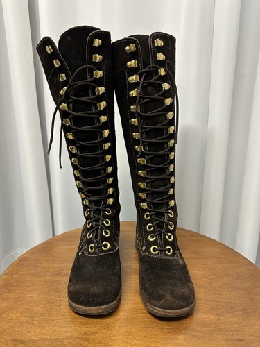 Vintage suede leather lace - leather, up