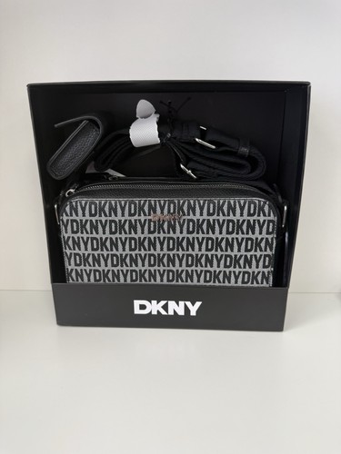 Dkny black grey logo canvas - black,