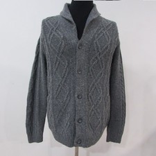 GANT Aran Lamb’s Wool Blend Cardigan Grey Chest 46/48 Size XL SKU Y13292