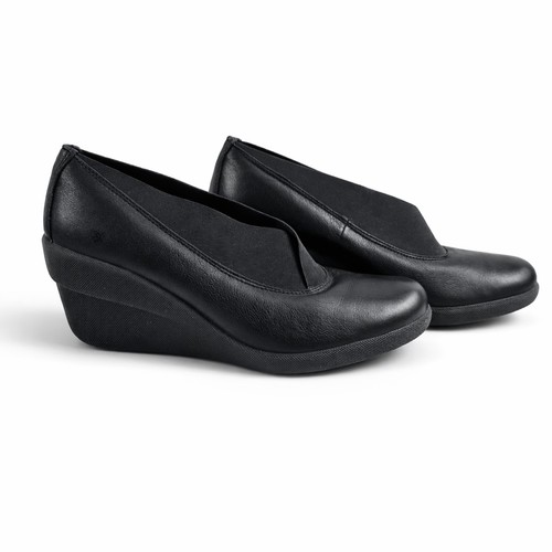 Pavers black leather - pavers, wedge