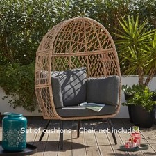 Replacement Grey Cushion Set for Homebase Keiko Garden Egg Chair - New Boxed