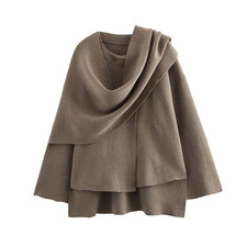 Plush Winter Coats for Women Asymmetric Scarf Demi-Season Jacket for Women 