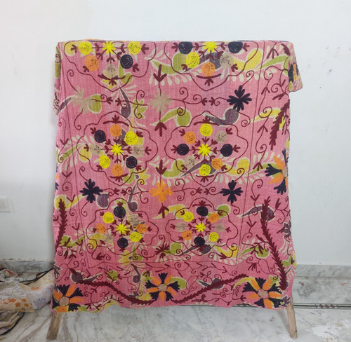 Vintage kantha quilt orange - vintage,