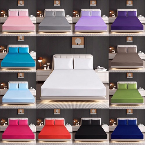 Satin fitted sheet set - fitted,