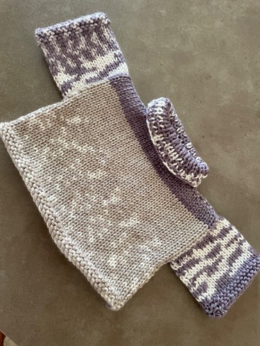 Hand knitted beige cream mauve - hand, beige/cream/mauve