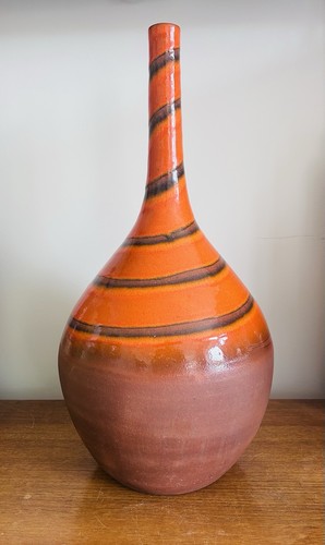 Very large orange glazed swirl - orange,