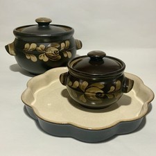 Denby Bakewell Ovenware Bundle Lidded Casserole Pots 10” Flan/Pie Dish Stoneware