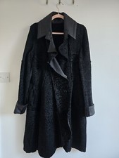 Christian Dior Ladies Reversible Leather Shearling Astrakhan Runway Black Coat