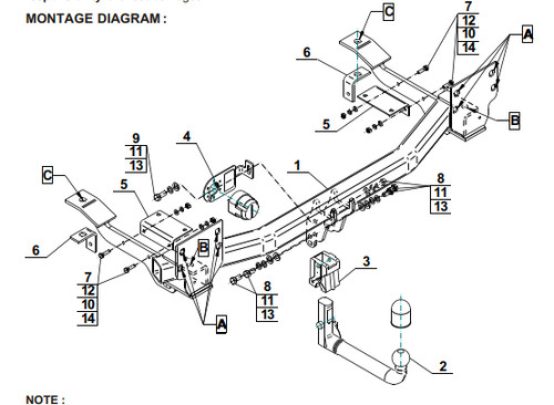 Detachable tow bar for - bar, land