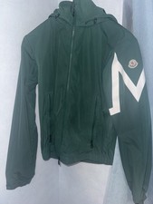 Moncler Logo Patch Windbreaker Hooded Jacket Size 2 Medium Green Rare Authentic