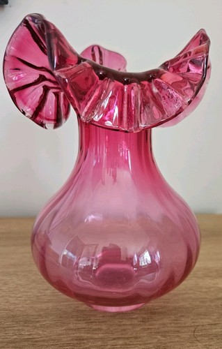 Vintage cranberry glass vase - cranberry,