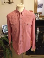 Levi’s Levis Men Red Western Style Check Plaid Snap Shirt Size Medium