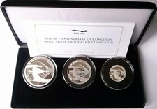 Alderney 2019 Concorde First Flight Coin Set Cased Silver Proof (3) With COA