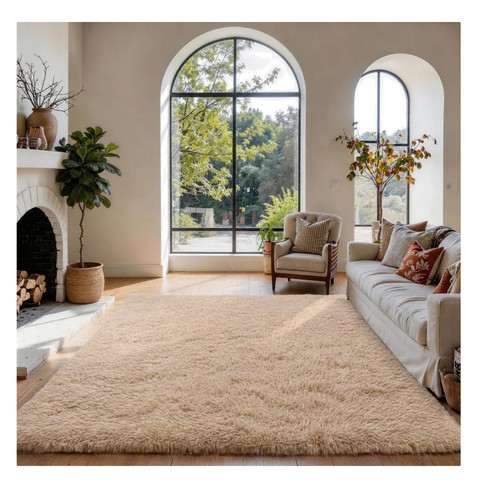 Large beigefluffy non slip - beigefluffy, non-slip