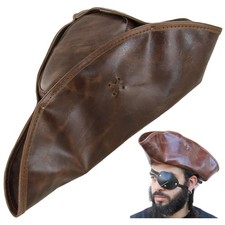Genuine Leather Pirate Tricorn