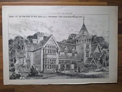 Antique lithograph house - lithograph,