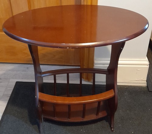 Vintage oval mahogany magazine - vintage,