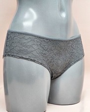 La Senza Knickers Grey Contrast Lace Front Brazilian Hip Hugger Size S - XL B10R