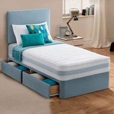 Single Plush Divan Bed Set 3FT Drawer Option With Mattress for Children & Adults