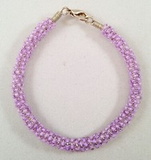 Unusual Handmade Lilac / Lavender Seed Beads Gizmo Bracelet