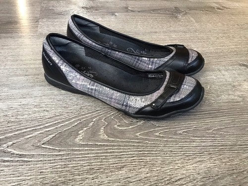 Skechers black leather pewter - skechers,