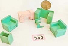 Vintage 1930s Strombecker living and bedroom furniture USA 16th dolls house 543