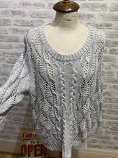 Indigo M&S lacy crochet jumper 86% cotton size 18 chest 48"  PB381