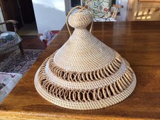 Vintage Asian/ Chinese Handmade Coolie Conical Hat 35 Cm Dia. Ornately Decorated