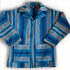 Eclipse Real Welsh Tapestry All Pure Wool Blue Jacket Coat Size Small P2P 18"