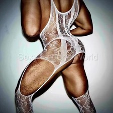 Mens Lace Body Suit Stockings