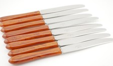 Set of 8 Vintage Rostfrei Brown Celluloid Handled Small Tea / Fruit Table Knives