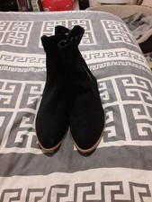 Ladies Black Swede Ankle Boots