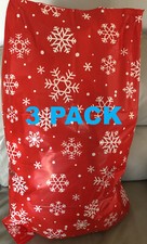 3 LARGE SANTA SACK GIFT PRESENT CHRISTMAS SNOWFLAKES GIANT STOCKING CHILDREN BAG