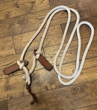 White Rope Reins With Brown Leather Slobber Straps