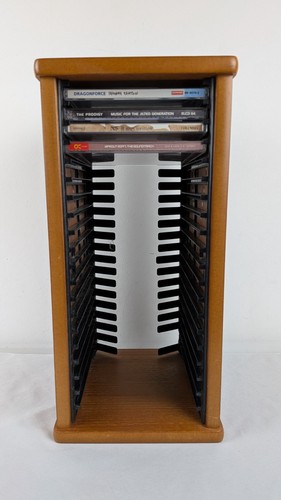 Dark stained wood storage - dark, cd