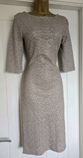 Vintage Style Gold Silver Festive Christmas Party Stretchy Dress Size UK 10