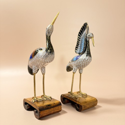 Pair cloisonne crane - cloisonne,