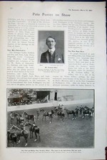 Antique Old Print 1907 Polo Ponies Agricultural Tresham Gibley Horses Men 20th