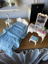 Sindy White Bedroom Set Bed, Dressing Table, Stool And Bedside Table