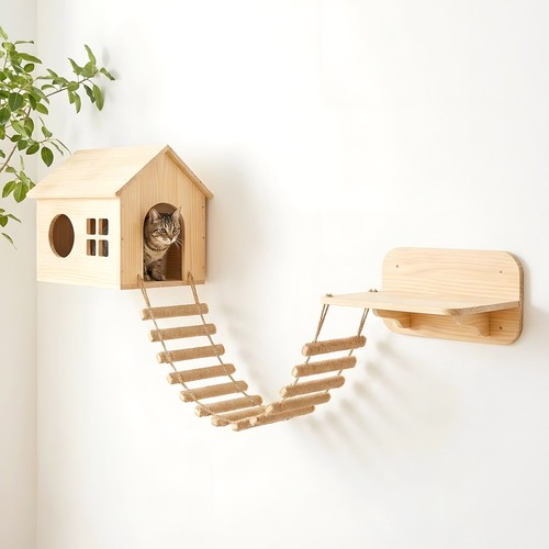 Cat climbing ladder wall - cat,