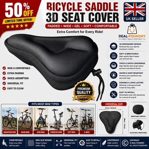 Bike seat cover cushion - cover, padded