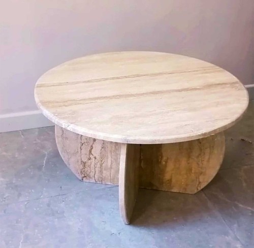Travertine coffee table - table,, side