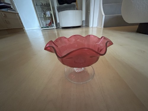 Vintage cranberry glass - glass, footed