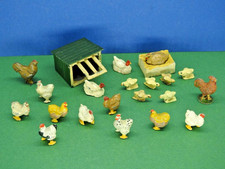 BRITAINS JOHILLCO 1930s LEAD FARM 22 Pc CHICKENS CHICKS HEN HOUSE COCKERAL ETC