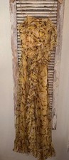 A5 Missoni Abstract Yellow Ruffle Chiffon Silk Gown Dress Size IT 40 US Small