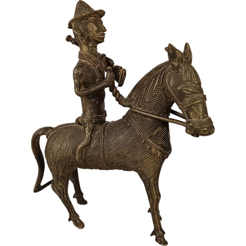 Bronze figurine horse - horse, rider